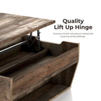 Table basse relevable en bois massif de 104 cm de style rustique