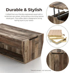 Table basse relevable en bois massif de 104 cm de style rustique
