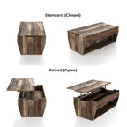 Table basse relevable en bois massif de 104 cm de style rustique