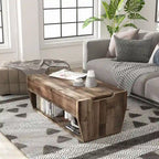 Table basse relevable en bois massif de 104 cm de style rustique