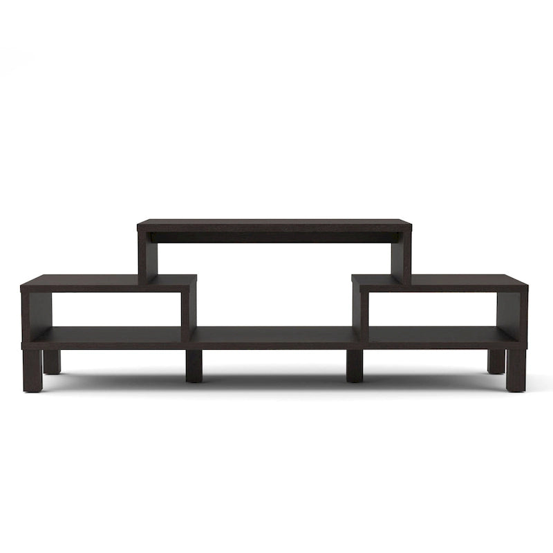 Meuble TV moderne à 3 étagères finition espresso, console média élégante pour le salon