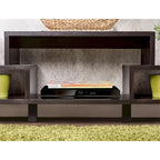 Meuble TV moderne à 3 étagères finition espresso, console média élégante pour le salon