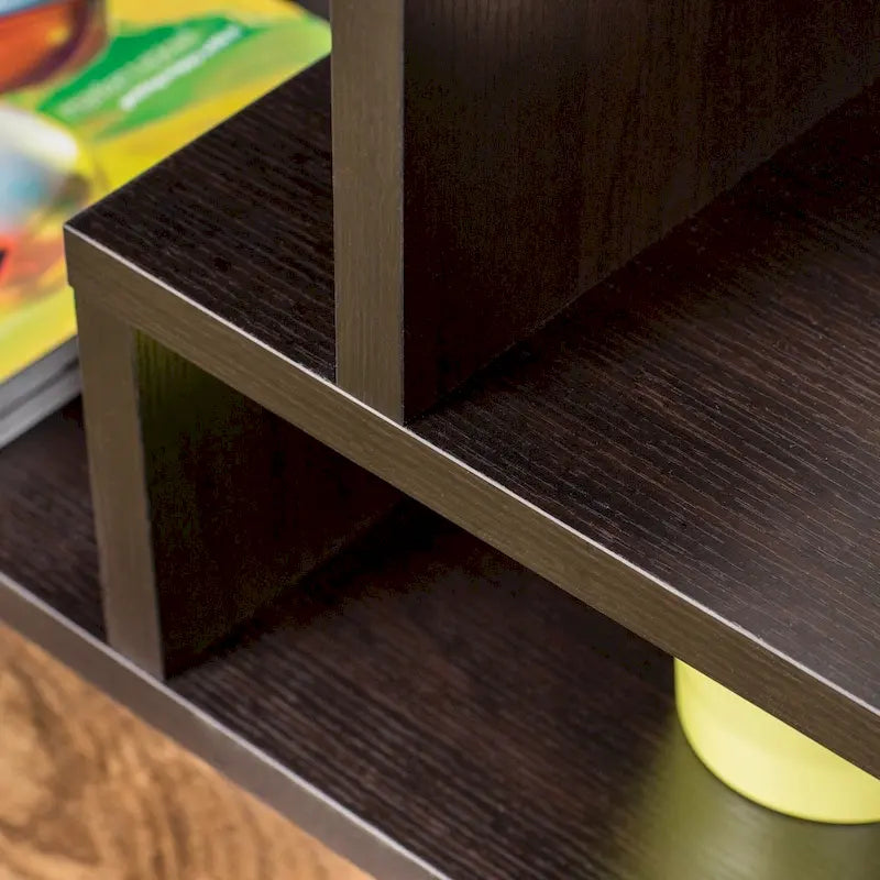 Meuble TV moderne à 3 étagères finition espresso, console média élégante pour le salon