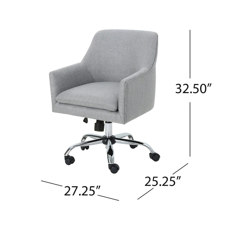 Chaise de bureau de style Mid-Century Modern en tissu (avec piètement chromé)
