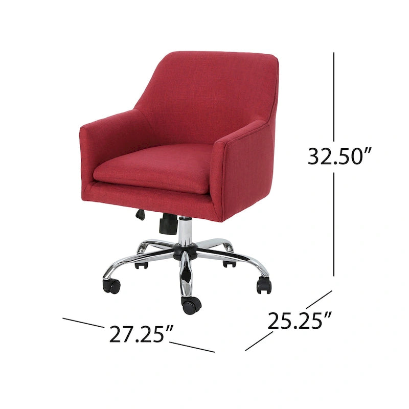 Chaise de bureau de style Mid-Century Modern en tissu (avec piètement chromé)