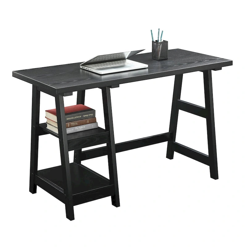 Bureau tréteau avec étagères
