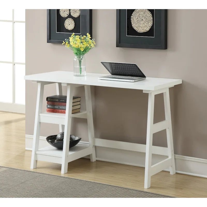 Bureau tréteau avec étagères