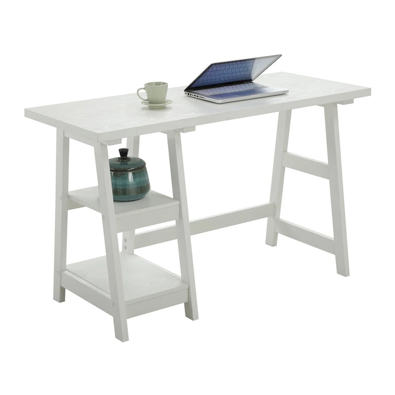 Bureau tréteau avec étagères