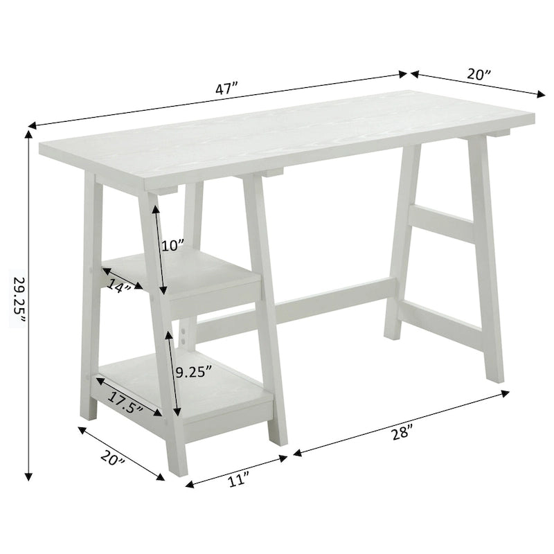 Bureau tréteau avec étagères