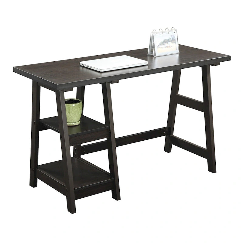 Bureau tréteau avec étagères