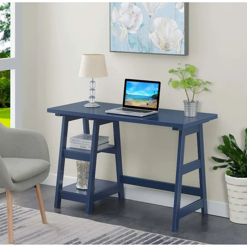 Bureau tréteau avec étagères