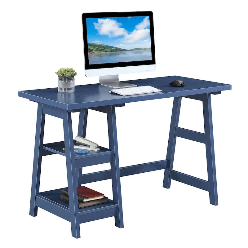 Bureau tréteau avec étagères
