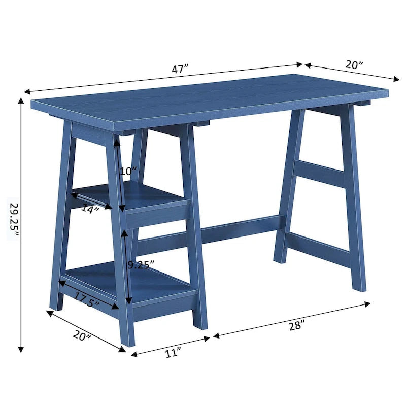Bureau tréteau avec étagères