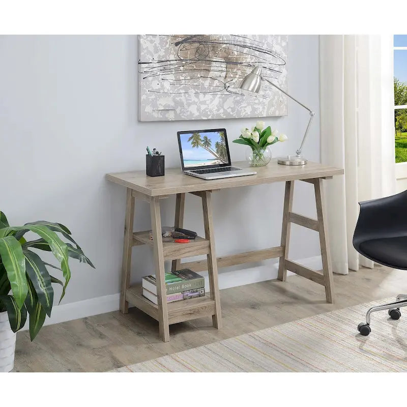 Bureau tréteau avec étagères
