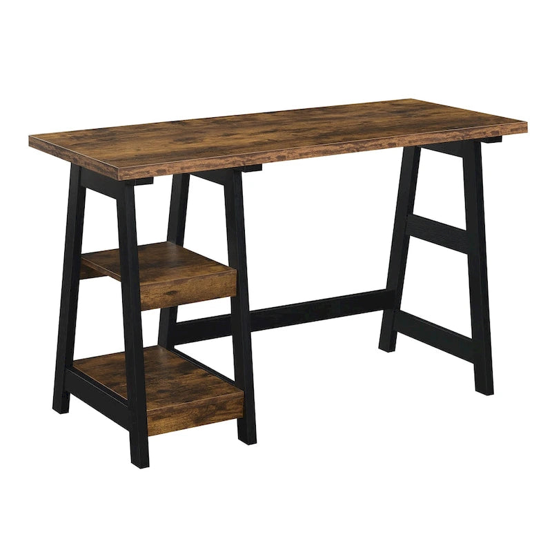 Bureau tréteau avec étagères