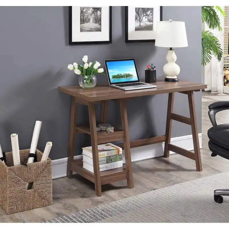 Bureau tréteau avec étagères
