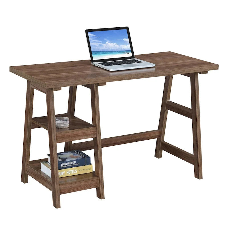 Bureau tréteau avec étagères