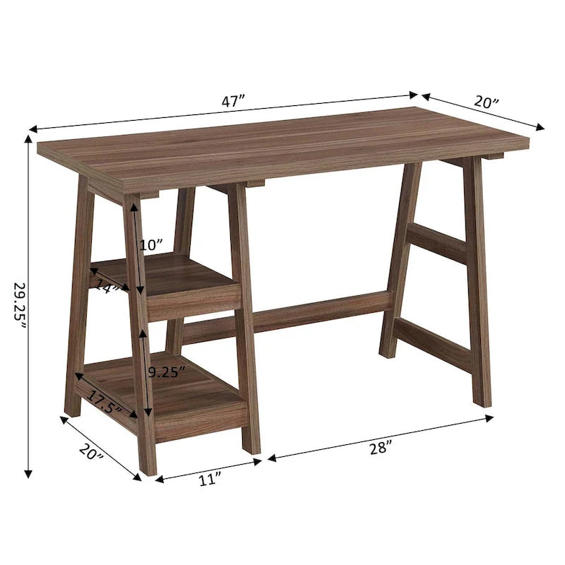 Bureau tréteau avec étagères
