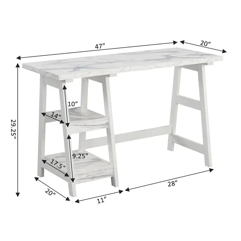 Bureau tréteau avec étagères