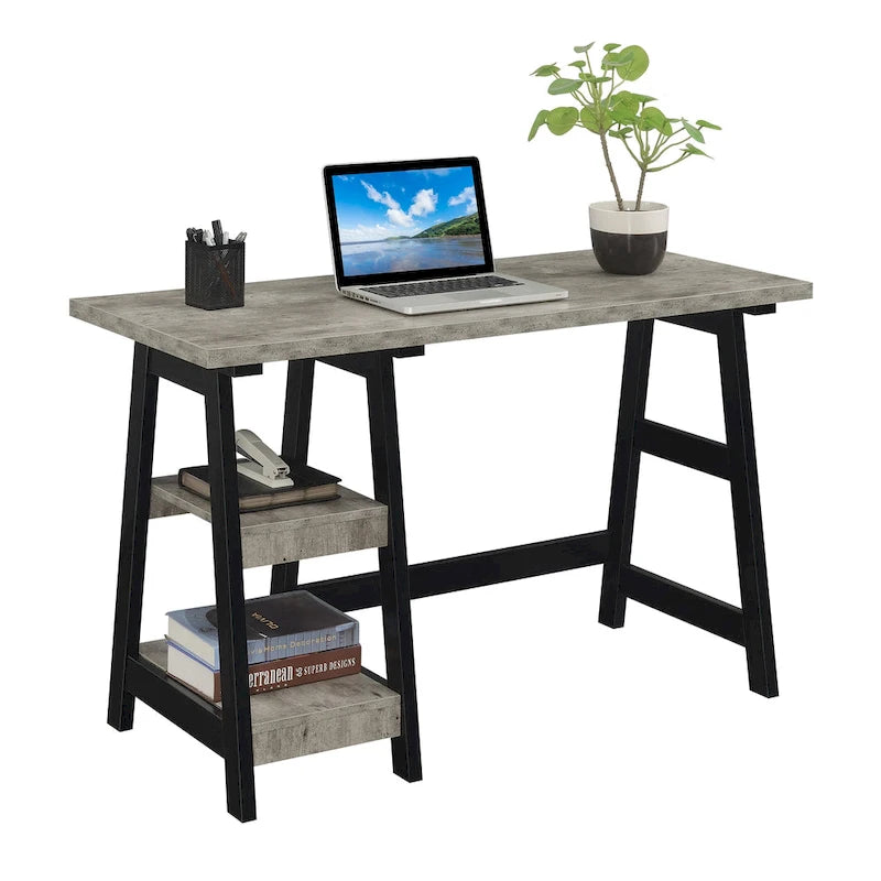 Bureau tréteau avec étagères