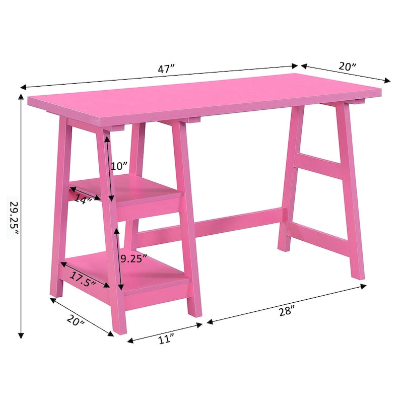 Bureau tréteau avec étagères