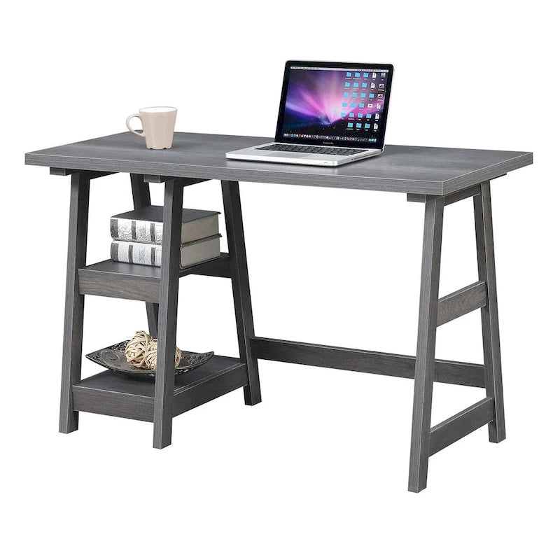 Bureau tréteau avec étagères