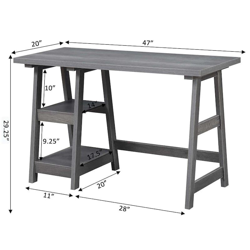 Bureau tréteau avec étagères