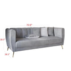 Canapé 3 places en velours avec accoudoirs évasés (4 coussins inclus)