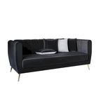 Canapé 3 places en velours avec accoudoirs évasés (4 coussins inclus)