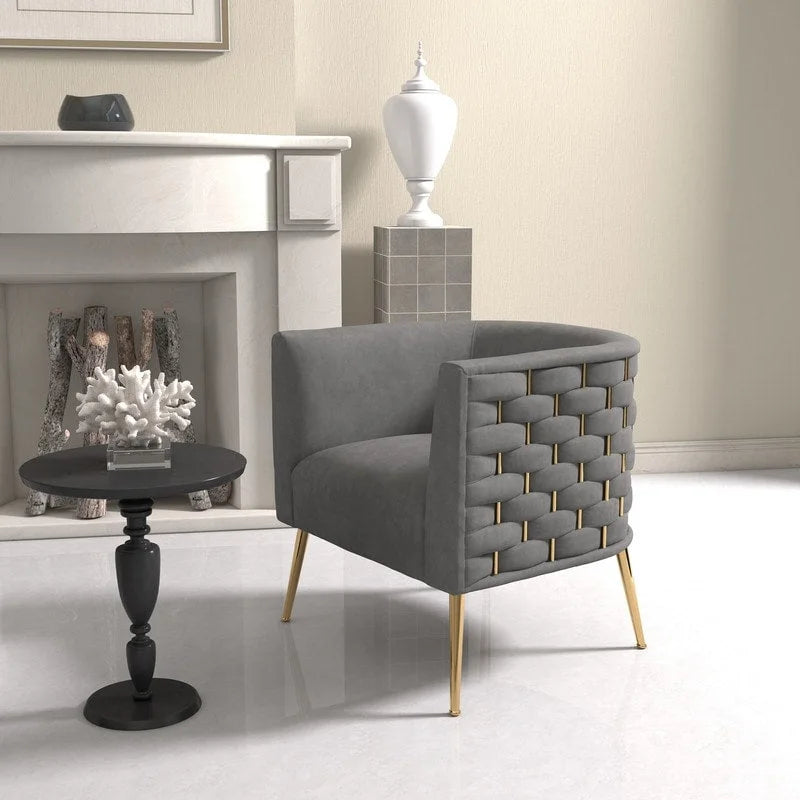 Fauteuil d'appoint rond en velours de style Mid-Century pour le salon