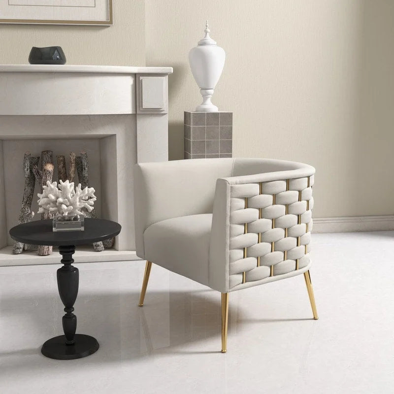 SEYNAR Mid-Century Modern Velvet Round Accent Chair for Living Room