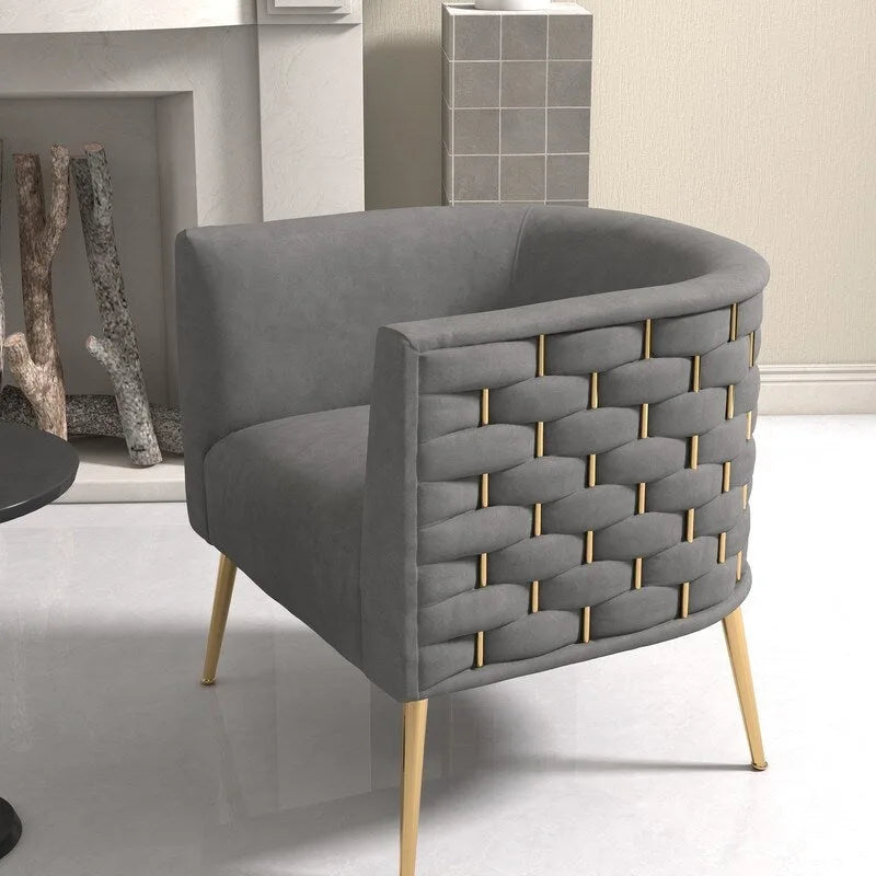 Fauteuil d'appoint rond en velours de style Mid-Century pour le salon
