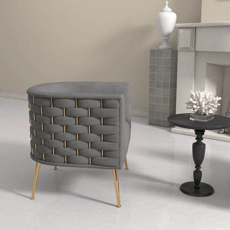 Fauteuil d'appoint rond en velours de style Mid-Century pour le salon
