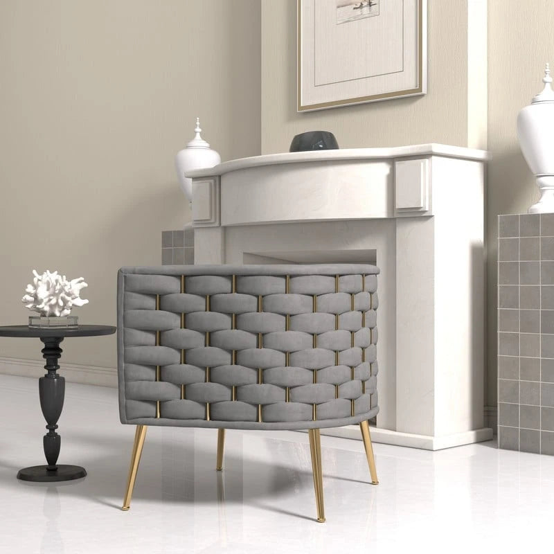 Fauteuil d'appoint rond en velours de style Mid-Century pour le salon