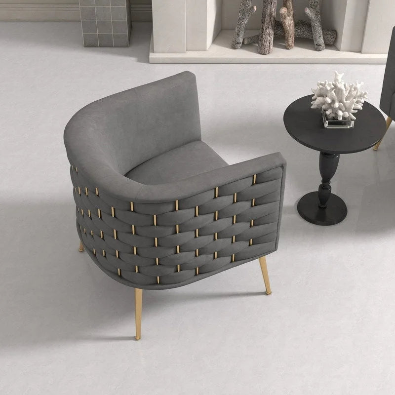 Fauteuil d'appoint rond en velours de style Mid-Century pour le salon