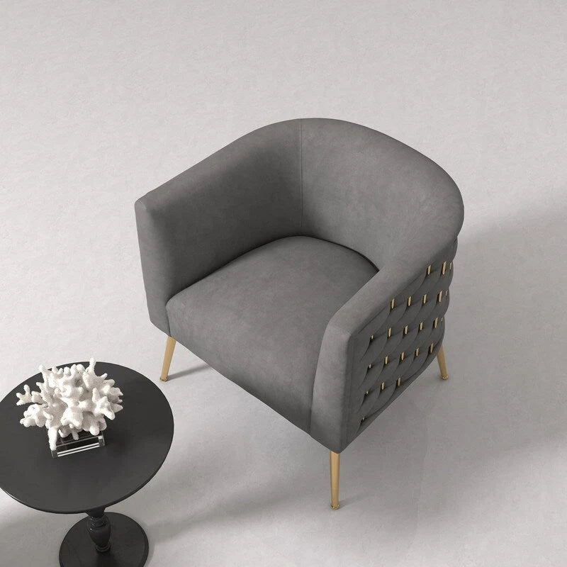 Fauteuil d'appoint rond en velours de style Mid-Century pour le salon