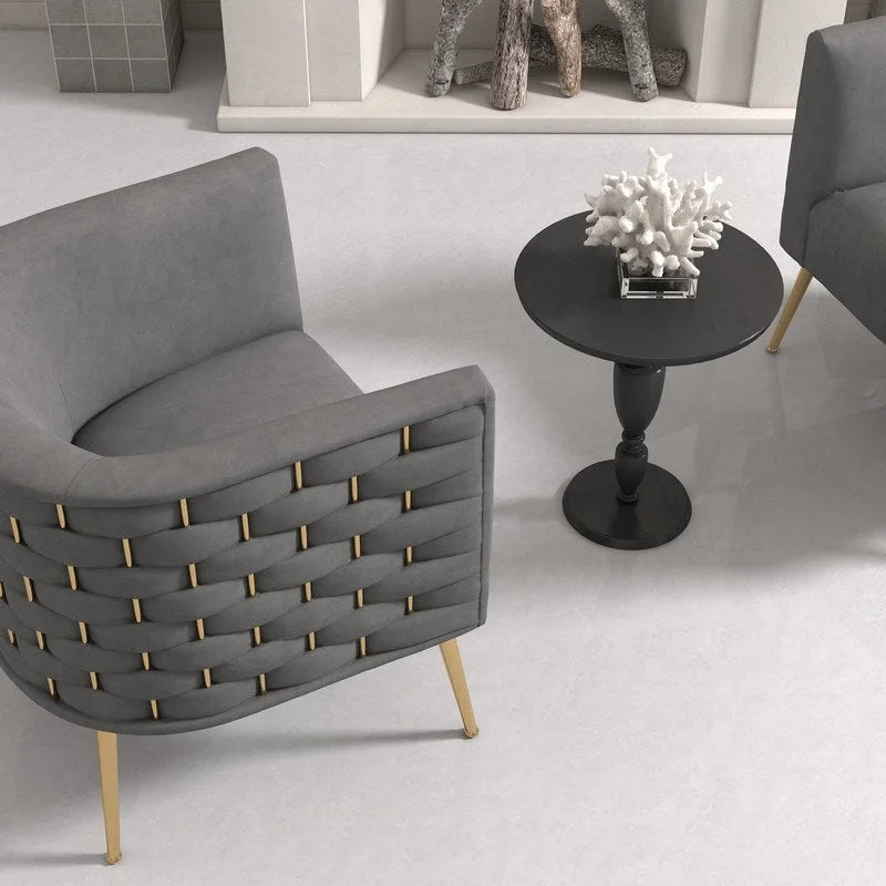 Fauteuil d'appoint rond en velours de style Mid-Century pour le salon