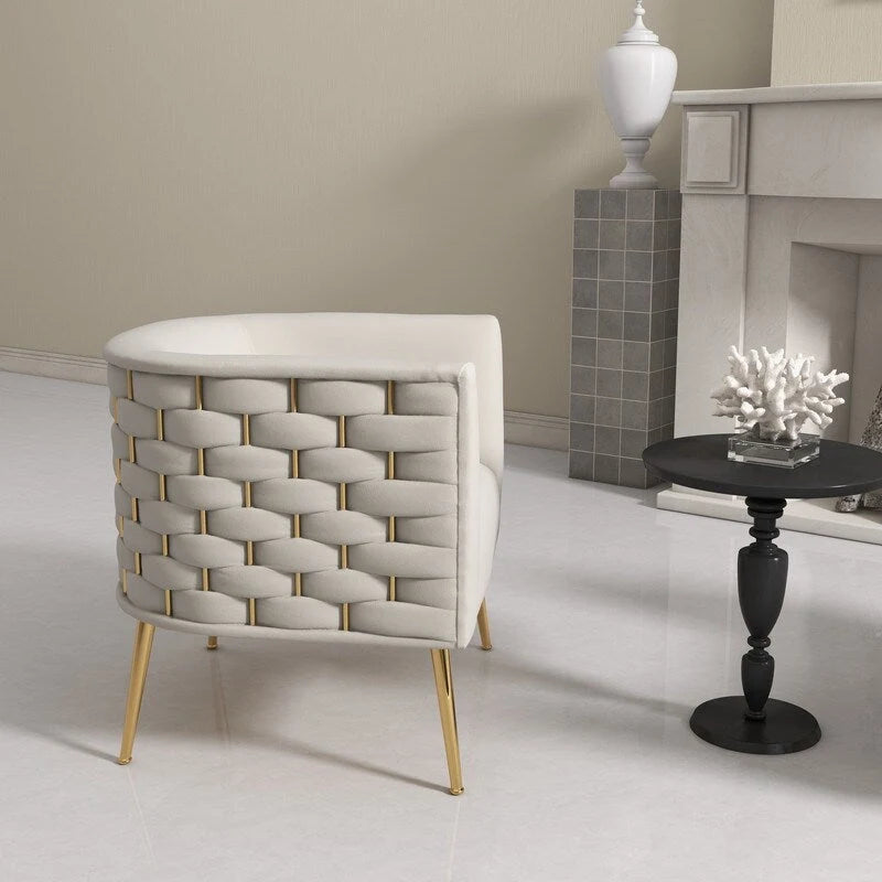 Fauteuil d'appoint rond en velours de style Mid-Century pour le salon