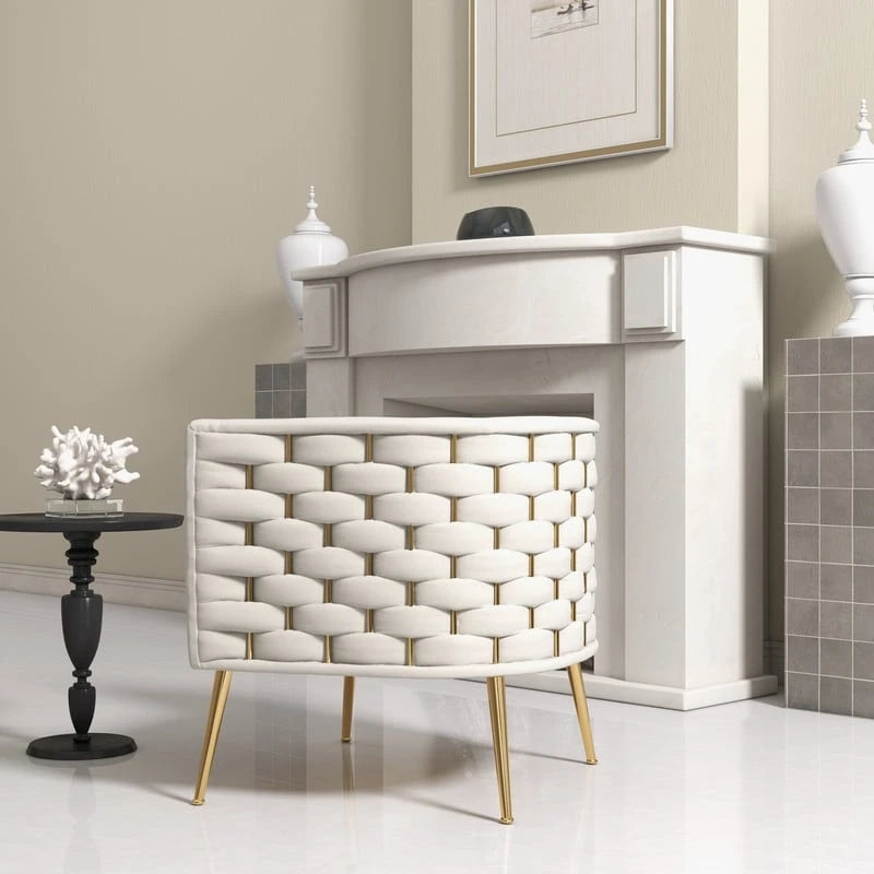 Fauteuil d'appoint rond en velours de style Mid-Century pour le salon