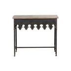 Console en métal finition zinc et bois à bord festonné