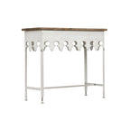 Console en métal finition zinc et bois à bord festonné
