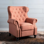 Fauteuil inclinable en tissu capitonné avec accents rivetées