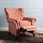 Fauteuil inclinable en tissu capitonné avec accents rivetées