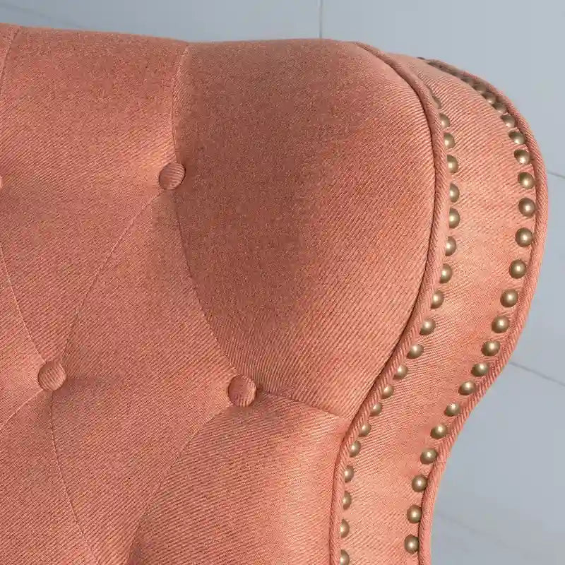 Fauteuil inclinable en tissu capitonné avec accents rivetées
