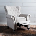 Fauteuil inclinable en tissu capitonné avec accents rivetées