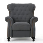 Fauteuil inclinable en tissu capitonné avec accents rivetées