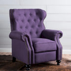 Fauteuil inclinable en tissu capitonné avec accents rivetées