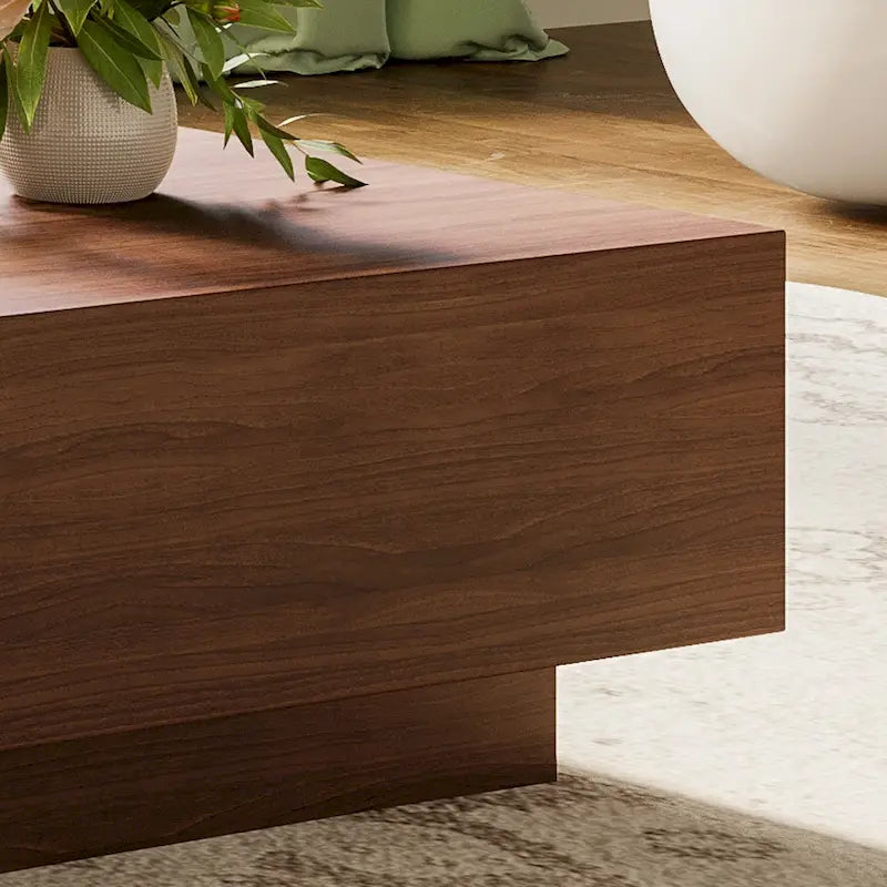 Table basse moderne du milieu du siècleTable basse minimaliste en placage de bois avec rangement pour salon, entièrement assemblée