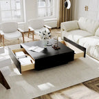 Table basse moderne du milieu du siècleTable basse minimaliste en placage de bois avec rangement pour salon, entièrement assemblée