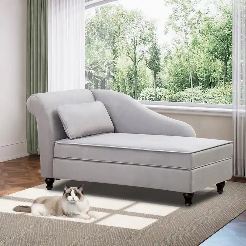 Chaise longue moderne d'intérieur avec rangement en tissu